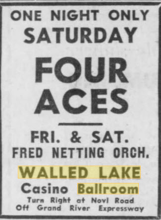 Walled Lake Dance Pavillions - 21 Aug 1958 Ad (newer photo)